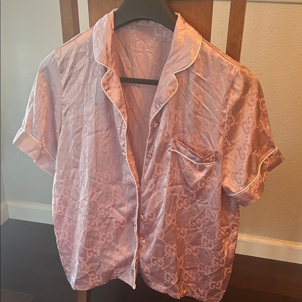 Gg style Pink Button Down Shirt for Women